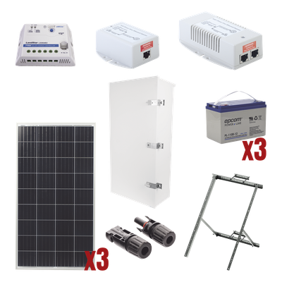 PL1224GRC - Kit Solar de 35 W con PoE 802.3af y PoE Pasivo 24 Vcc para una Cámara IP y un Radio Ubiquiti airMAX o Cambium ePMP.