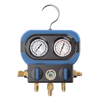 AM-AA - Manifold de 2 Válvulas / Presión Máxima 500 psi / Vacío -30 inHg / Multigas R22, R32/R410A, R404A, R407C / Conexión 5/16" SAE / Resistente a Impactos