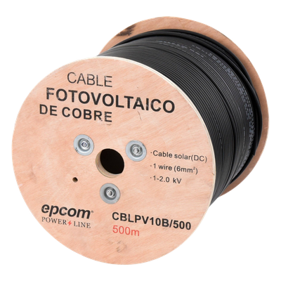 CBL-PV-10B/500 - Cable Fotovoltaico / 6 mm² (10 AWG) / 500 m (1640.4 ft) / Cobre Suave / 2000 Vcc / Resistencia UV-Ozono / -40°C a 120°C