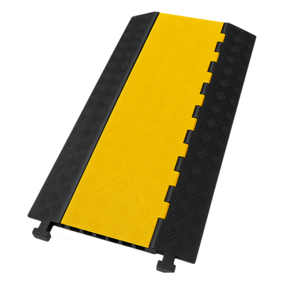 AC-903CV - Protector de Cable / 3 Canales 56x55 mm / Carga 6.1 Toneladas / 90 cm (2.95 ft) Largo / Hule y Plástico / Amarillo-Negro