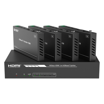 EPP-SPB14H150 - Splitter HDMI HDBaseT / 1x4 Distribución / 4K@60Hz 4:4:4 / Alcance 120 m (393.7 ft) en 4K / 150 m (492.1 ft) en 1080p / PoC / Audio Extraíble / EDID Avanzado / IR y RS232