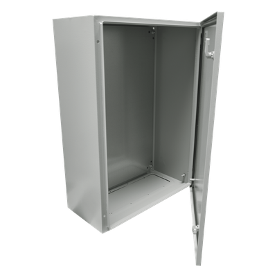 PST-4060-20A - Gabinete de Acero IP66 Uso en Intemperie (400 x 600 x 200 mm) con Placa Trasera Interior Metálica y Compuerta Inferior Atornillable (Incluye Chapa y Llave).