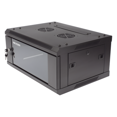 DS-XS6404-S/B - Gabinete de Montaje en Pared / 4 Unidades de Rack / 19" / Cristal Templado / Carga 40 kg / Acero / 600 x 450 x 281 mm