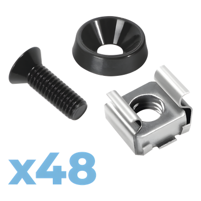 LP-TAT-48 - Kit de Montaje para Rack / 48 Tornillos / 48 Arandelas / 48 Tuercas Enjauladas / M5 y M6