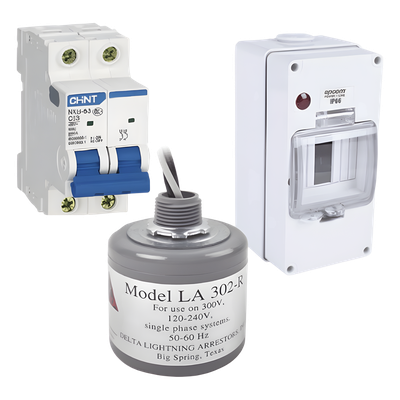 PL40ACA - Kit de Centro de Carga CA / 400 Vca / 40 A / 2 Polos / Supresor de Picos / 1312 pies
