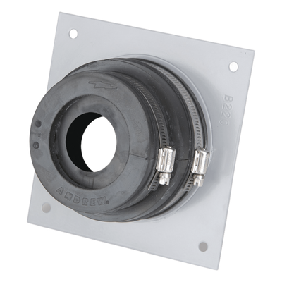 SCE-114 - Placa Pasamuro / Aluminio 5.5x5.5 in / IP66 / Coaxial 1-1/4 in / Puerto 4 in