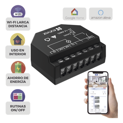CS-T35 - Relevador Wi-Fi Inteligente / Control de Iluminación / 1 Salida 125V / Wi-Fi 2.4 GHz / Consumo Energético / Calibre 14-22