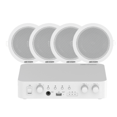 DSQAEKIT0206/ST - Sistema de Audio Ambiental / Amplificador 80W / 2 Zonas 40W / 4 Altavoces de Plafón / Bluetooth / USB / RCA / Micrófono / Spotify / 100V