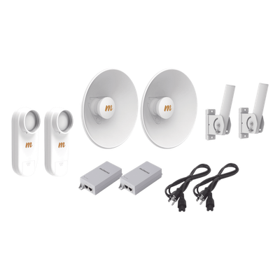 C5X-PTP-KIT4 - Kit de 2 radios C5X / Con antena N5-X25-2PACK (25 dBi) / Frecuencia extendida (4.9 a 6.4 GHz) / Incluye inyector POE / cable de alimentación y 2 FLEXIMOUNT-XL de / Ideal para hasta 10 km