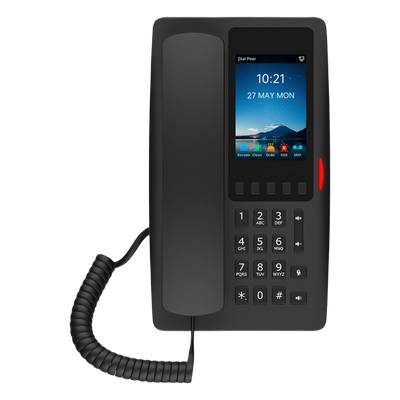 H6WB - Teléfono IP Hotelero Wi-Fi 6 / Pantalla IPS 3.5" 320x480 / 2 Líneas SIP / 5 Teclas Programables / Puerto USB-A / PoE 802.3af / Audio HD / Diseño Negro