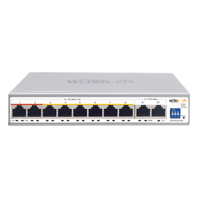 WI-PCES210G - Switch PoE Administrable en la Nube / 8 Puertos 10/100 Mbps PoE / 2 Puertos Uplink Gigabit / Presupuesto PoE 100 W / Alcance PoE 250 m (820.2 ft) / Soporte ONVIF