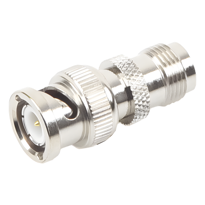 RFT-1230 - Adaptador RF Coaxial / TNC Hembra a BNC Macho / Montaje en Línea / Cuerpo Bronce Niquelado / Contacto Oro / Aislante Teflón
