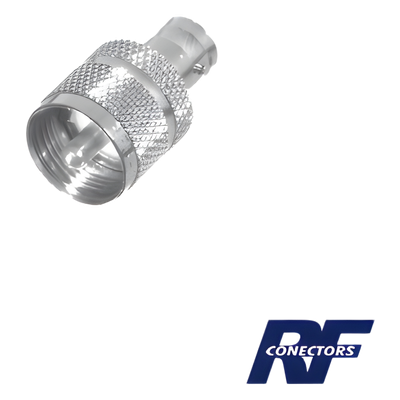 RFB-1137 - Adaptador RF en Línea / BNC Hembra a UHF Macho (PL-259) / 50 Ohm / Cuerpo Niquelado / Contacto Plateado / Aislante Delrin