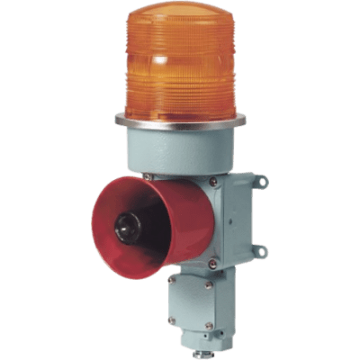 SDL-WS-120-A - Combinación de Señalización Visual y Acústica / LED Giratoria / 5 Tonos de Advertencia / 120 dB / IP66 / -30°C a +50°C / AC120V / Ámbar / Aluminio / Marítimo e Industrial