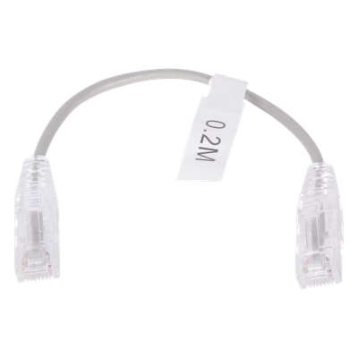 LP-UT6-020-GY28 - Cable de Parcheo Slim UTP Cat6 / 20 cm (0.66 ft) / 28 AWG / Conectores RJ45 Chapados en Oro / Gris