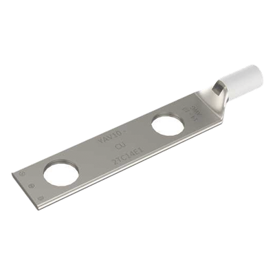 HUB-YAV-102-TC14 - Terminal de Compresión / Barril Largo / Doble Ojillo / Tornillo 1/4" / Cable 14-10 AWG / Espaciado 5/8"