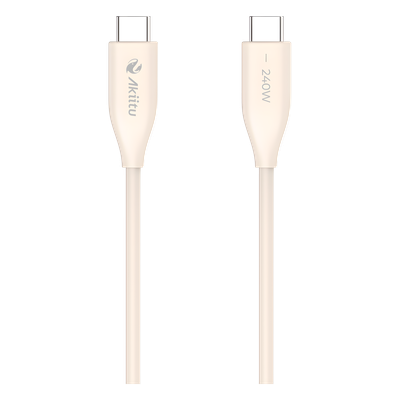AKPAC24SL1.5M - Cable de Carga USB-C a C / 240W / 1.5 m (4.92 ft) / GaN / Transferencia 480 Mbps / Silicona Anti-Enredos / Conectores Aluminio