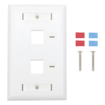 LP-FP-22 - Placa de Pared Keystone / 2 Puertos / Vertical / Policarbonato Retardante de Flama / Espacio para Etiqueta