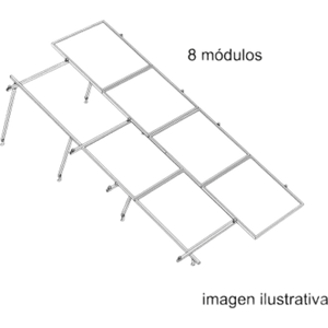 KITBASEL2X4 - Sistema de Montaje Solar / 8 Módulos 645W / Configuración 2x4 / Losa Plana / 170 km/h / Rieles N-S 4.72 m (15.5 ft) / 22°