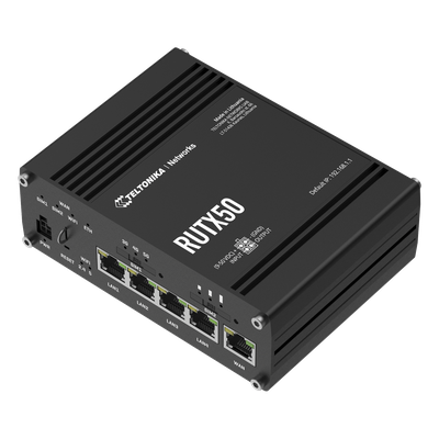 RUTX50 - Router Industrial / 5G 3.3Gbps / Dual SIM / Wi-Fi 5 802.11ac Wave2 / 5x Gigabit Ethernet / -40°C a 75°C / 1.08 ft x 5.12 in x 4.33 in