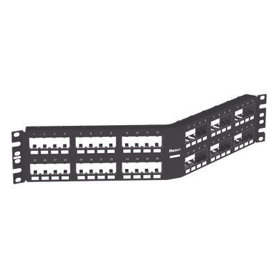 CPPA48FMWBLY - Panel de Parcheo Modular / Angulado Instalación al Ras / 48 Puertos / 2UR / 19in / Sin Blindaje