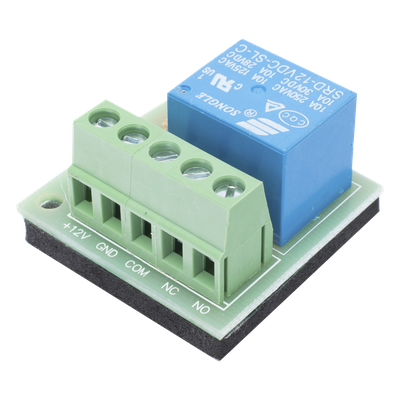 PRORELAY - Módulo de Relé para Control de Acceso / Salida NO/NC/COM / 3A a 125 VCA / 12 VCC / -20°C a 70°C / Interbloqueo de Puertas