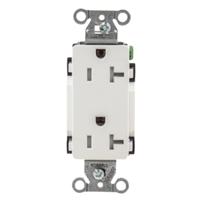 HUB-DR20-WHI-TR - Contacto Duplex Decorador / 20 A / 125V / NEMA 5-20R / 2 Polos 3 Hilos / Resistente a Manipulaciones / Grado Industrial / 3.28 x 1.14 x 1.29 in