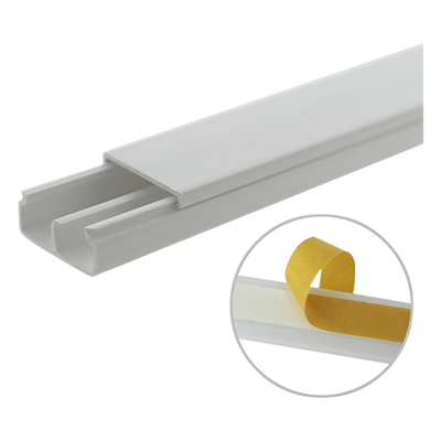 TMK-1020-CD-CC - Canaleta PVC / 20 x 10 mm / División Interna / 1.83 m (6 ft) / Auto-extinguible / Cinta Adhesiva / NOM-001-SEDE