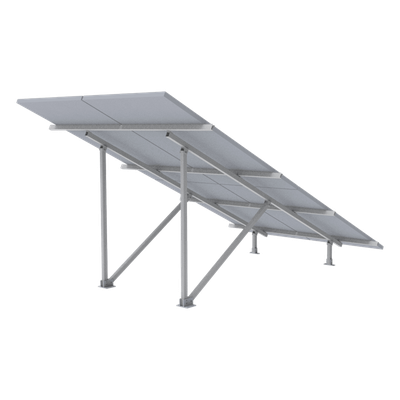 VEKTOR5R2X2 - Montaje para Panel Solar / Arreglo 2x2 / Riel 5 de 2700 mm / Módulos 30-35 mm / Viento 151 km/h (93.8 mph) / Inclinación 25°
