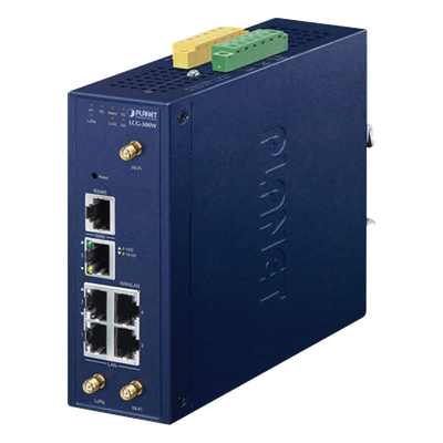 LCG-300W - Gateway Industrial LoRaWAN / 5 Puertos 10/100/1000T / 300 Nodos / EU868 US915 AS923 / -45 a 75°C / RS485 Modbus