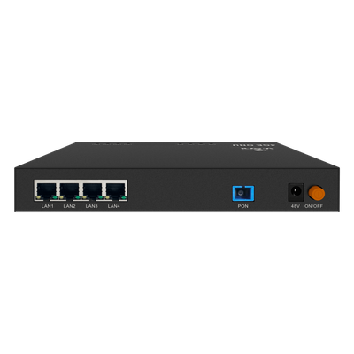 V2804-4GL-PSE - ONU Dual EPON/GPON / 4 Puertos PoE 802.3af/at Gigabit / 1 Puerto SC/UPC / Chasis Metálico / Triple Play