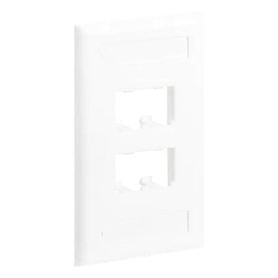 CFPL4WHY - Placa de Pared Vertical / 4 Puertos Mini-Com / Diseño Inclinado / 2.75 x 4.5 in / ABS / Blanco