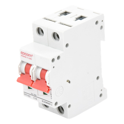 FPV63 - Protección Térmica/ Interruptor 2P, 16A, Corriente Directa 800 Vcc para Aplicación Fotovoltaica Montaje Riel DIN