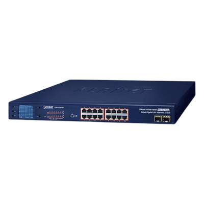 GSW-1820VHP - Switch PoE+ / 16 Puertos Gigabit / 2 Combo SFP / LCD / 300W / 1U Rack / 0.76 x 1.44 x 0.14 ft