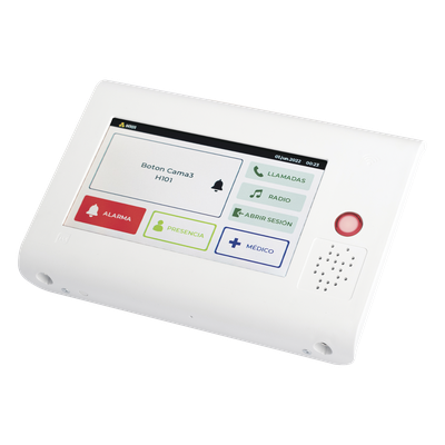 NX1021 - Terminal Inteligente para Habitación Hospitalaria / Pantalla Táctil 7" / RFID 125 kHz / VoIP SIP Bidireccional / PoE IEEE 802.3af / Bus RS485 / Carcasa Antibacteriana
