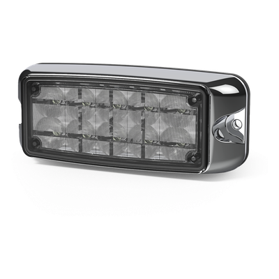 CD4080RW - Luz LED de Advertencia / Montaje Superficial / 5 x 2" / 10 LED / Rojo/Claro / 12-24 V / Bisel Cromado