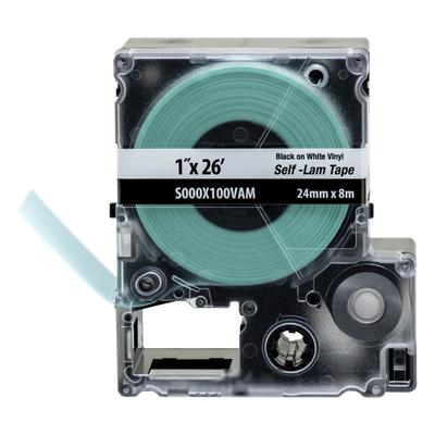 S000X100VAM - Casete de Etiquetas Autolaminadas / 24 mm Ancho / 8 m Largo / Cables 10-12 AWG / Vinilo Blanco / -40°C a 66°C