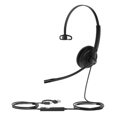 UH34-LITE-MONO-TEAMS-USB-C/A - Auricular USB Mono / Cancelación de Ruido Pasiva / USB-A / Control de Llamada / Windows Mac Linux / Indicador de Ocupado