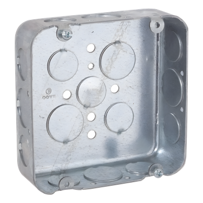 HUB-247 - Caja Cuadrada Troquelada / Acero / 4 11/16 x 4 11/16 in / Profundidad 1.5 in (38.1 mm) / 17 Entradas Conduit / UL Listed