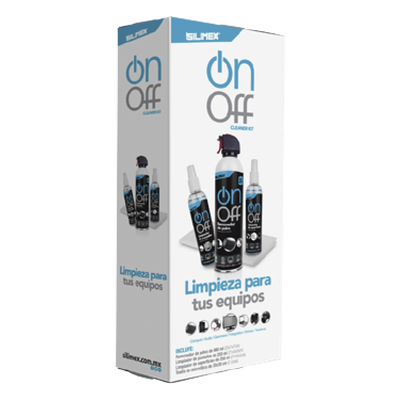 ON-OFF-CLEANER-PACK - Kit de Limpieza para Electrónicos / 4 Productos Especializados / Aire Comprimido 660 ml / 2 Limpiadores 250 ml / 2 Microfibras 30x30 cm