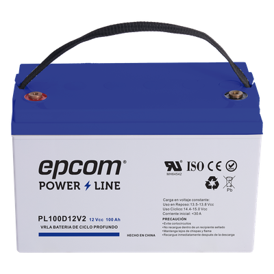 PL100D12V2 - Batería AGM de Ciclo Profundo / 12 V 100 Ah / Sellada VRLA Sin Mantenimiento / Terminales T4 / Certificación UL