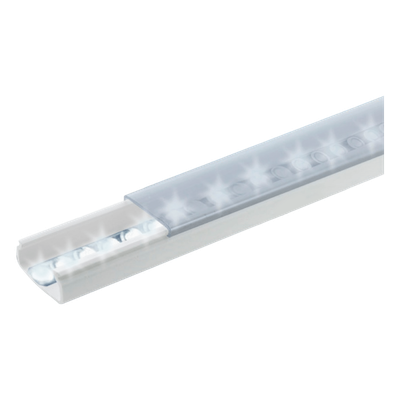 TMK-1020-TP2 - Canal para Tira LED / 20 x 10 mm / Tapa Transparente / PVC Autoextinguible / 1.53 m (5.02 ft) / Adhesivo Integrado