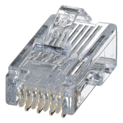 MP588-C - Plug RJ45 / Cat5e / 24-26 AWG / 50 µin Oro / 2500 Ciclos / PoE++ / -10 a 60°C / Paquete 100 pzas