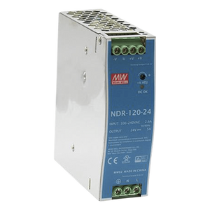 NDR-120-24 - Fuente de Poder para Riel DIN / 120W / Salida 24Vcc 5A / Entrada Universal 90-264Vca / Eficiencia 88%