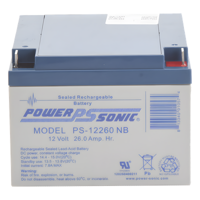 PS-12260-NB - Batería de Respaldo AGM/VRLA / 12V 26Ah / Terminales NB / Vida Útil 5 Años / Certificación UL