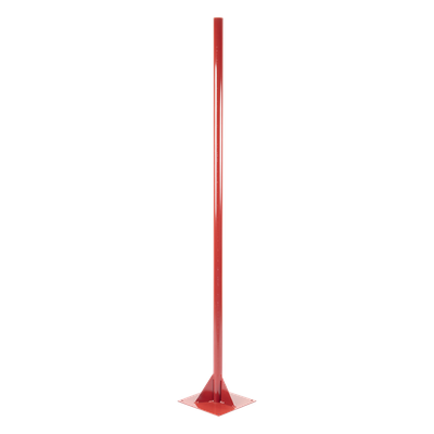 BP/M2 - Base Plana con Mástil / Acero 30 x 30 cm / Tubo 1 7/8" Calibre 18 / Altura 2 m (6.6 ft) / Cartabones Inox 3/16" / Salida Cable 1"