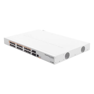 CRS328-24P-4S+RM - CRS328-24P-4S+RM, Switch PoE 24 EthGb, 4 SFP+, 500w, 802.3af/at y pasivo