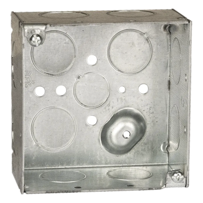 HUB-231 - Caja Cuadrada Galvanizada / 4 x 4 in / Profundidad 2.425 in / 11 Entradas / 30.3 in³ / Resistente al Fuego
