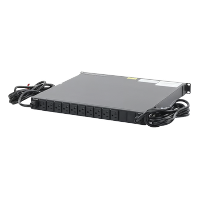 NPATS11001 - PDU de Transferencia Automática / 10 Salidas 5-15R / 15 Amp / 120 Vca / 1UR Horizontal 19 in / Monitoreable IP / ATS Redundante