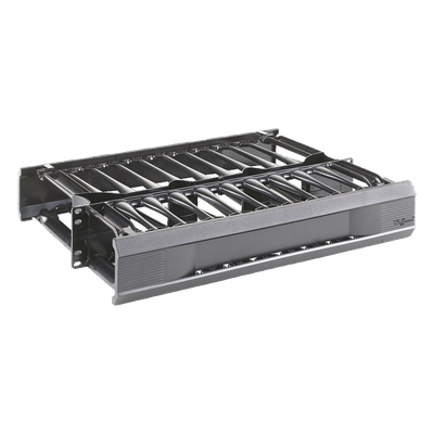 DCHD2 - Organizador de Cables Horizontal / Doble Cara Frontal y Posterior / Rack 19in / 2 UR / Capacidad 223 Cables Cat 5e